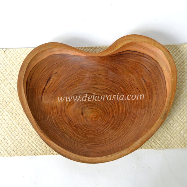 Teak Wood Tray Natural Shape Diameter 12 Inches